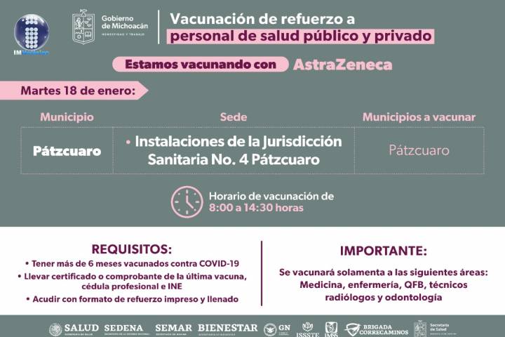 Arrancó hoy en Michoacán, refuerzo anti COVID-19 a personal de salud