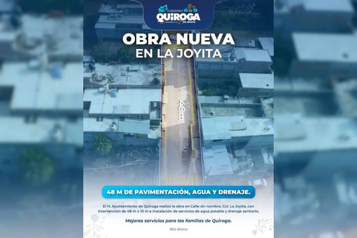 Quiroga avanza con obra integral de pavimentación y servicios básicos en La Joyita: Alma Mireya González